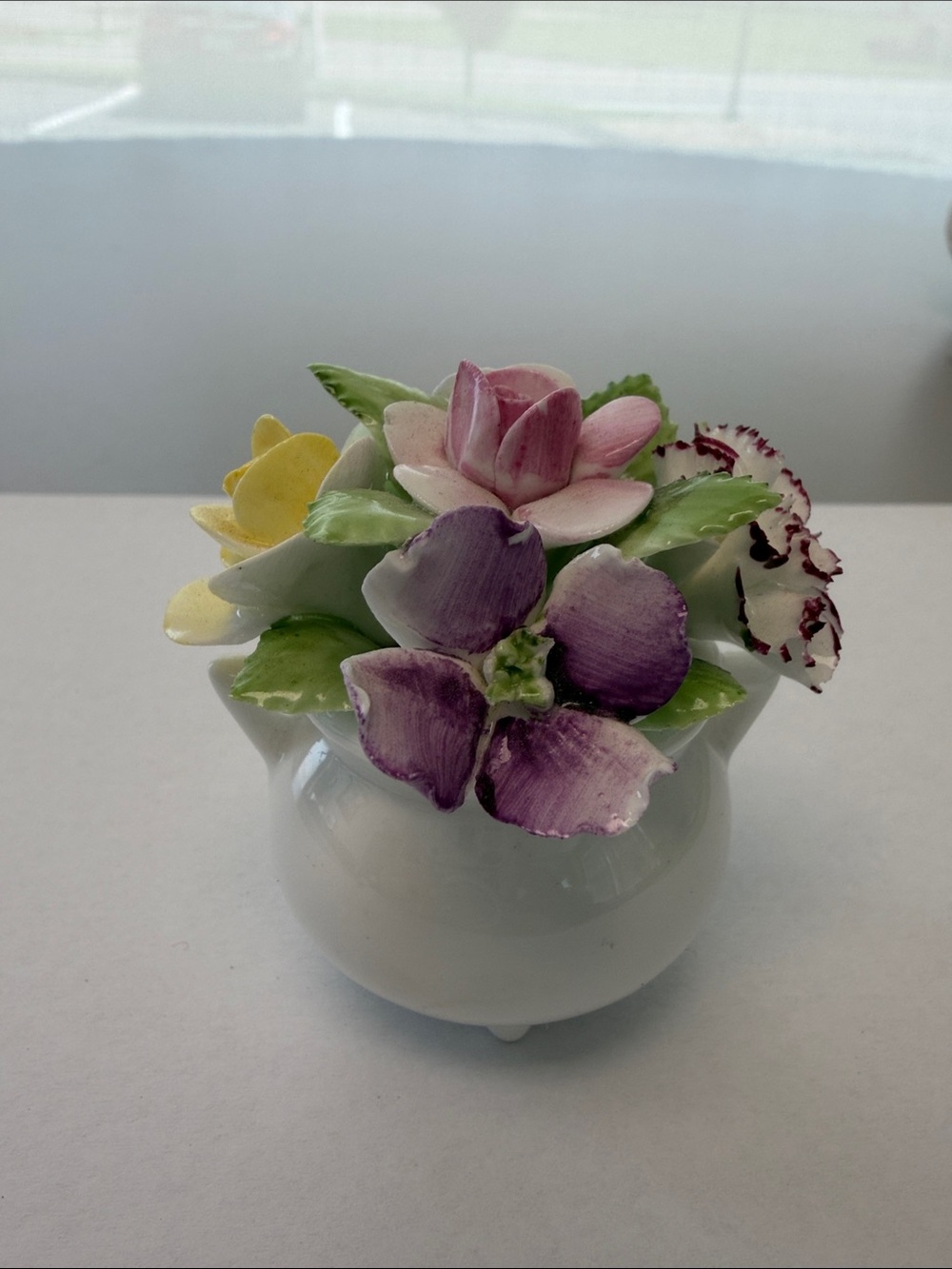 Royal doulton Porcelain Floral Accent Vase with Pink, Purple, Yellow Flowers